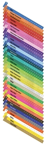 Vinyl wristband color swatch showing available colors